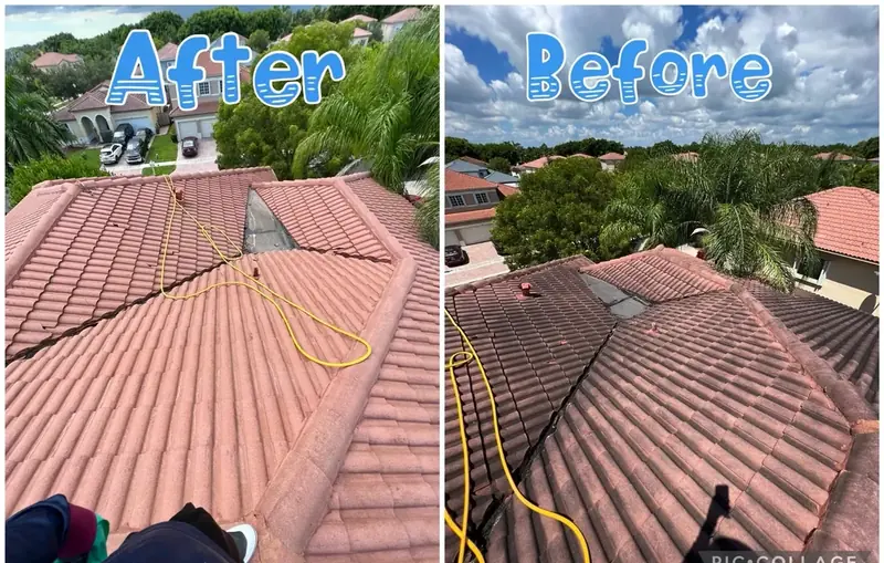 Before and after — Barrel-tile roof, Miami-Dade