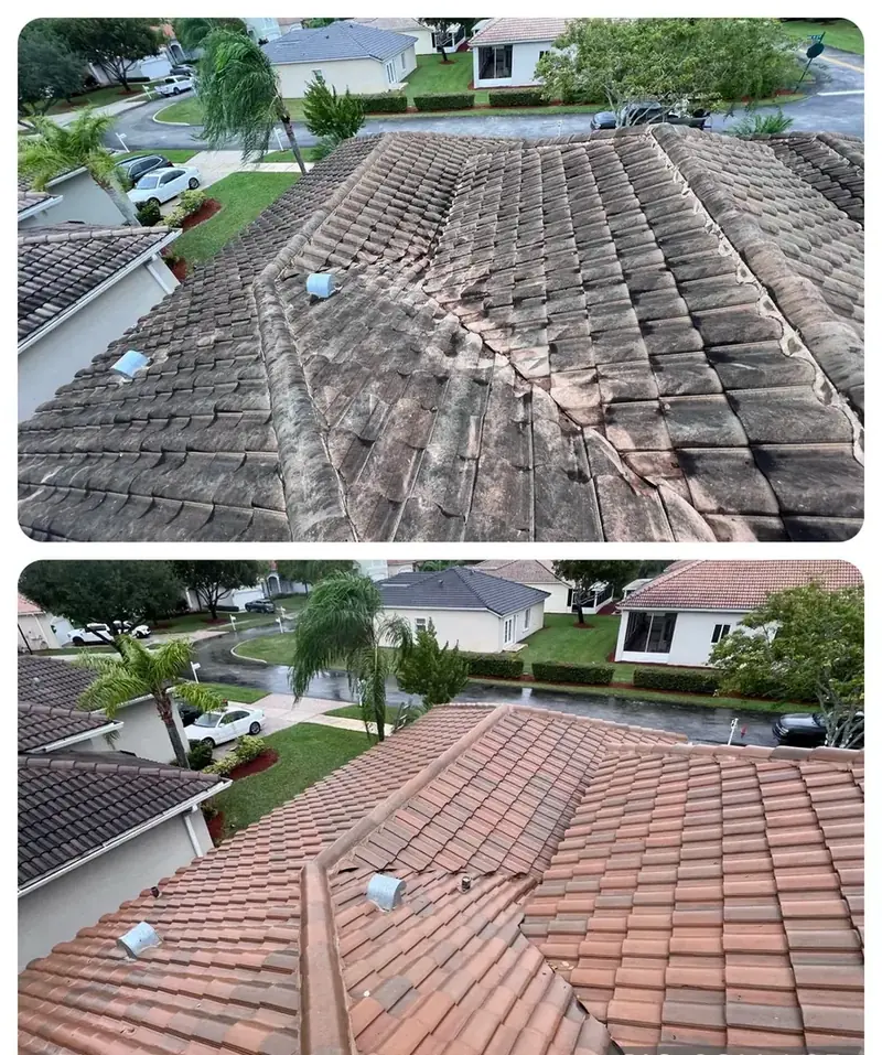 Before and after — Tile roof, south Miami-Dade